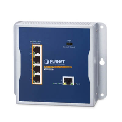 Extendeur mural indus 1 PoE bt In / 4 PoE at Out