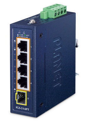 Switch Indus compact 4 RJ45 Giga PoE at 120W 1xSFP