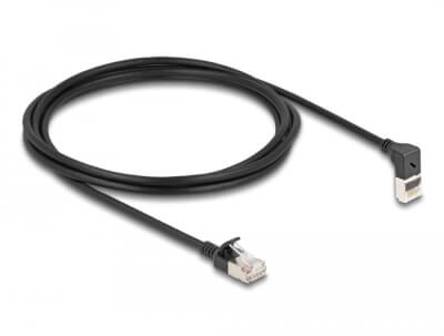 Cordon RJ45 Cat 6a S/FTP coudé haut 2m noir
