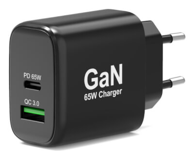 Alim  USB GaN 1 USB A + 1 USB C 65W sans câbles