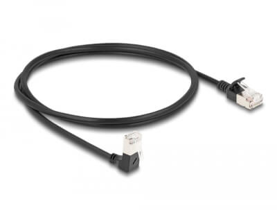 Cordon RJ45 Cat 6a S/FTP coudé bas 1m noir