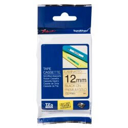 Ruban TZEPR laminé 12mm Noir/Or Premium