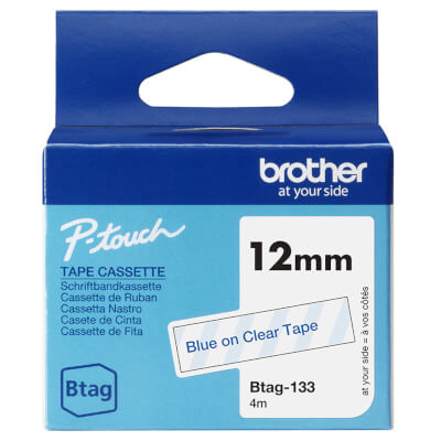Ruban Btag non-laminé 12mm Bleu/Transparent