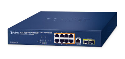 Switch 19" L2 8 ports Giga PoE bt 180W 2xSFP