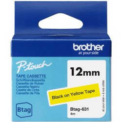 Ruban Btag non-laminé 12mm Noir/Jaune