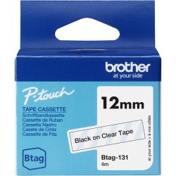 Ruban Btag non-laminé 12mm Noir/Transparent