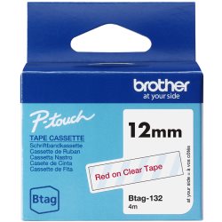 Ruban Btag non-laminé 12mm Rouge/Transparent