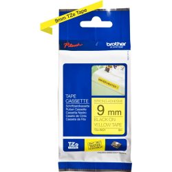 Ruban TZES Adhésif puissant 9mm Noir/Jaune