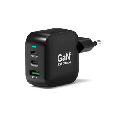 Alimentation USB A&C GaN2 3 ports PD 65W câble 2m