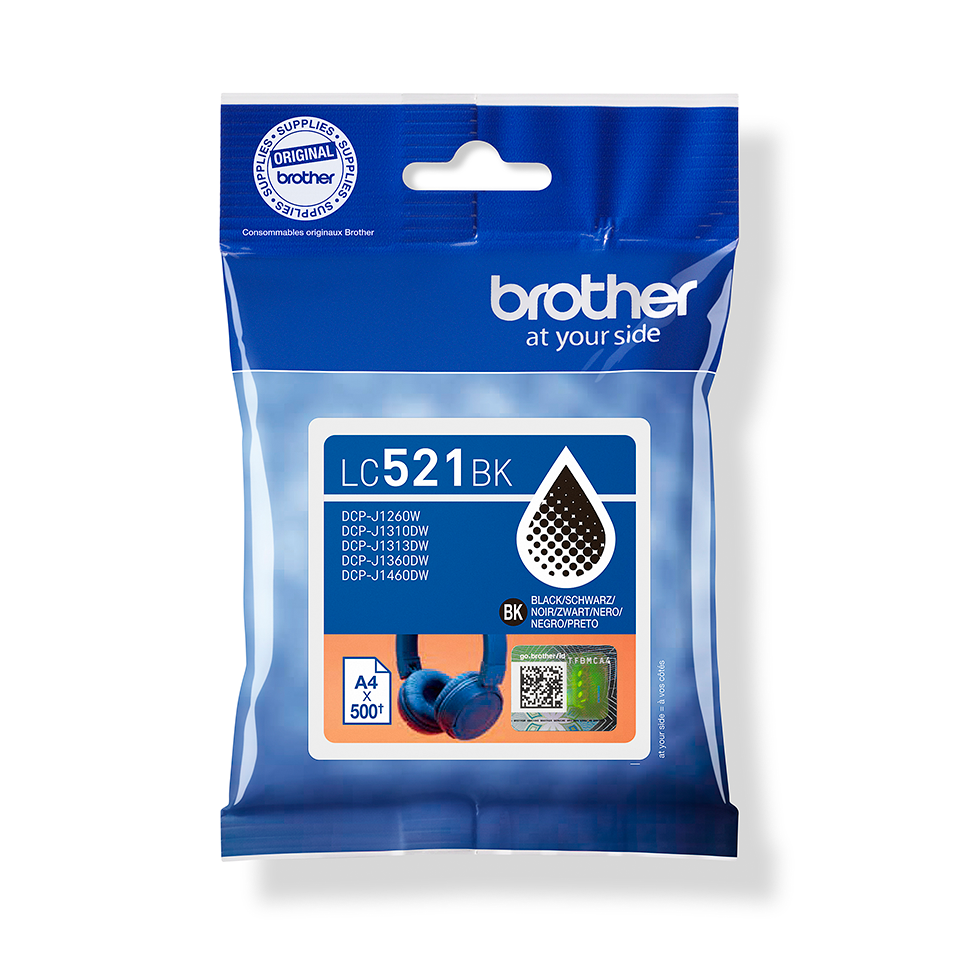 Cartouche d'encre Brother LC521BK noir, 500 pages