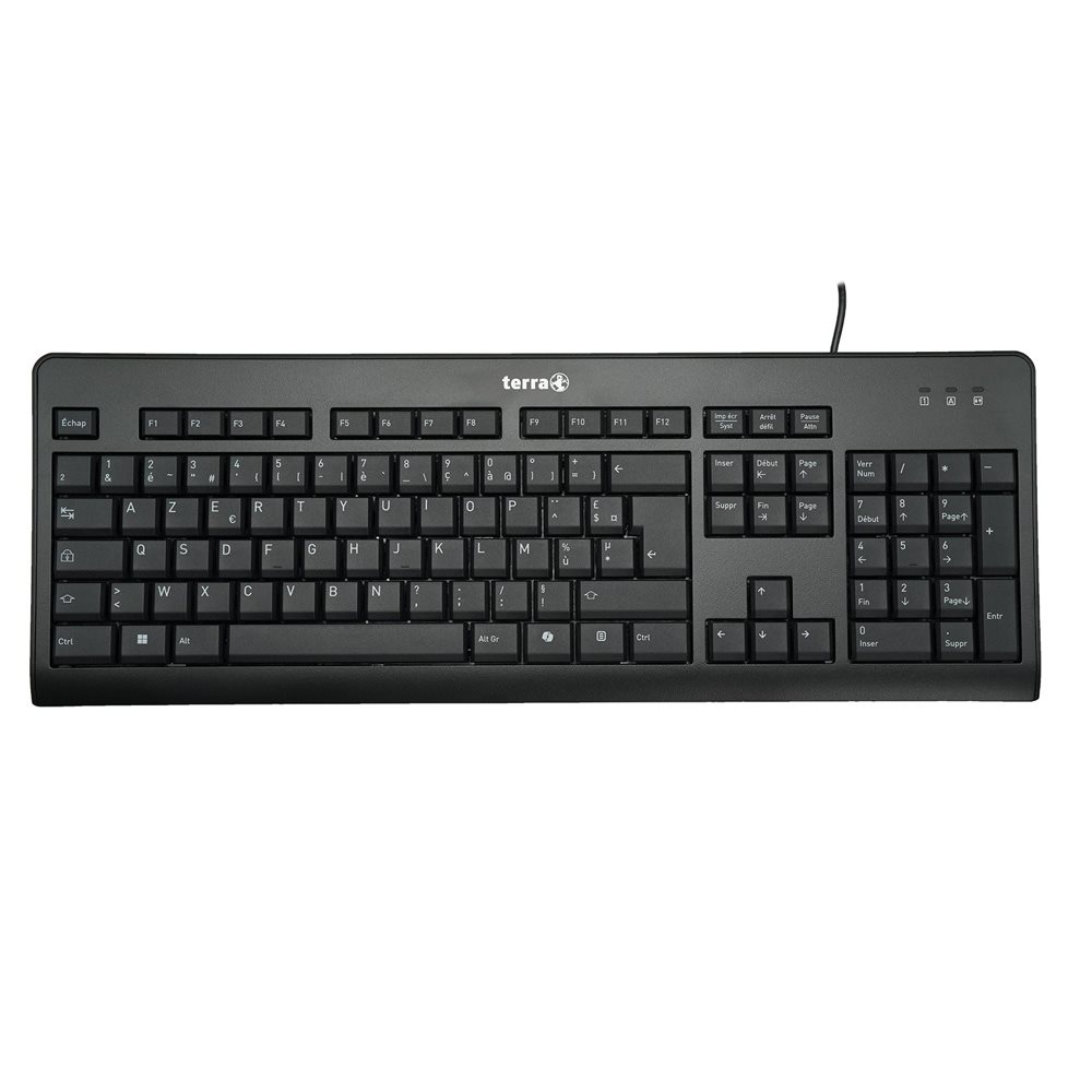 TERRA Keyboard 1500 Corded [FR] USB noir Copilot AZERTY, 105 touches, filaire, 1,80m